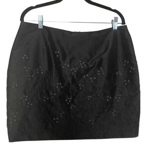 Hugo Buscati Women's Black Brocade Silk Zipper Mini Skirt SZ 16